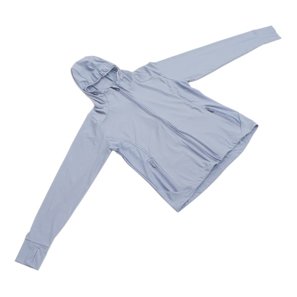 Andningsbar solskyddsjacka UPF 50+ Dam utomhus långärmad UV-skyddshuva (grå)(XL )