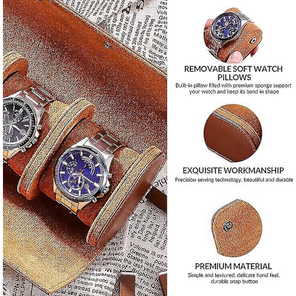 Miesten nahkainen watch – Vintage 3 - case watch – joustavaa PU-materiaalia watch ja korujen säilytykseen
