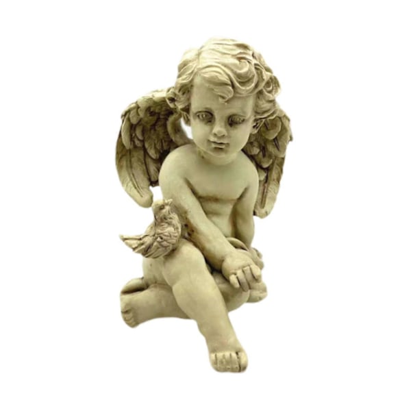 Englefigur Sød Kreativ Dekorativ Harpiks Ornament til Hjemmet Altan Græsplæne Stil A