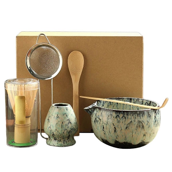 6-delt japansk Matcha te-sett for teelskere Cyan