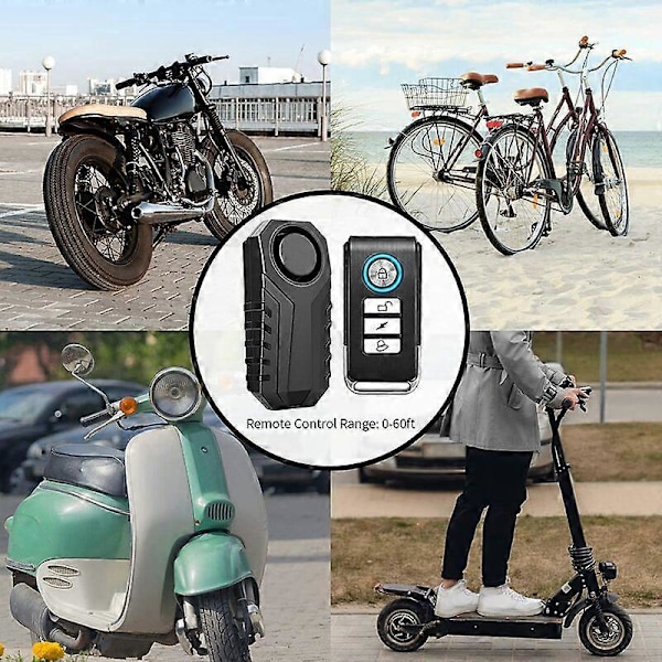Cykelalarm, trådløs bilalarm, alarm til cykel, motorcykel, bil, scooter, 113dB vandtæt sikkerhedsalarm med fjernbetjening