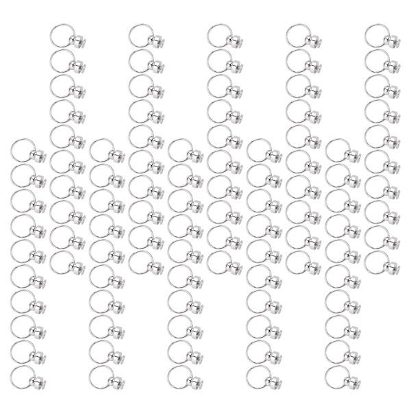 100 set runda huvuden nitar silver dubbel cirkel dragringar koppar DIY graderfri skruvback spikhuvuden stud för telefonfodral 9mm
