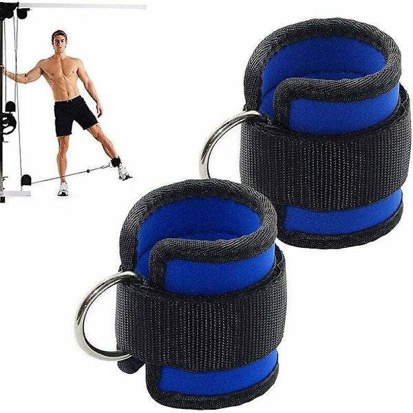 2 st Ankelremmar för Kroppsbyggning, Justerbara D-Ring Fitness Ankel- och Handledsrem med Hållbara Pigtails för Mage, Ben och Knappar Viktövningar Män