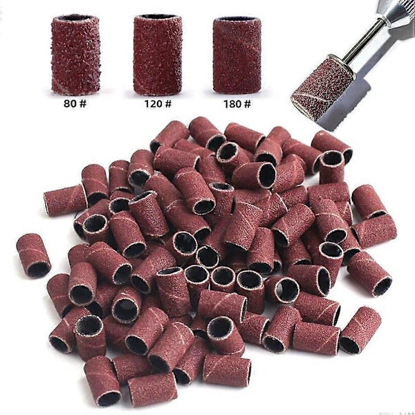 Elektrisk Manicure Tilbehørssæt 100/50 stk. Slibebånd 180/120/80 Korn Neglegraveringsbit Pedicureværktøj BEND261 80-100 stk.
