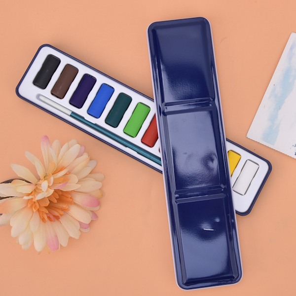 Solid Pigment Børneakvarel Maling Hurtigtørrende Pigment Kit Kunst Tilbehør 12 Farver