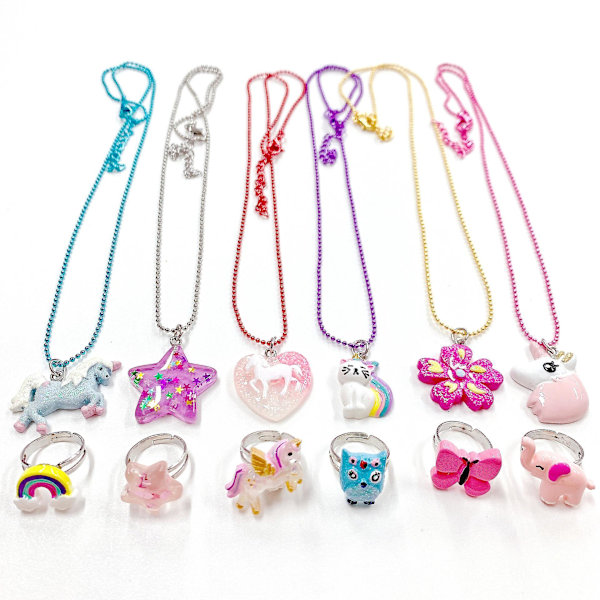 Resin Bead Chain Ring Buckle Chain Set - Flower Heart Combination