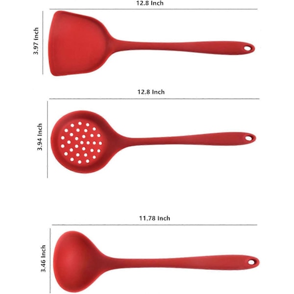 3 st Silikonspatel Läcksäker Sked Set för Bakning, Sömlös i Ett Stycke Non-Stick för Matlagning Bakning Blandning Värmebeständigt Redskap Stekspade Läcksäker S