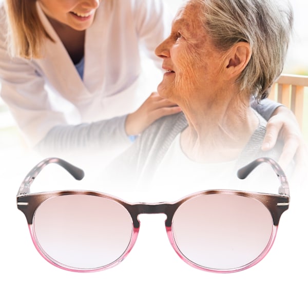 Unisex Presbyopiska glasögon med hög upplösning, visuell trötthetslindring, läsglasögon med fodral +250 transparent rosa ram