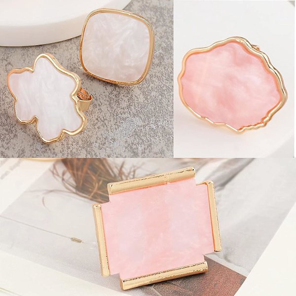 Art Palette Nails - 4-delt sett med justerbar ring og designplate, steinharpiksblanding og malingsgellakk - Negle-DIY-sett