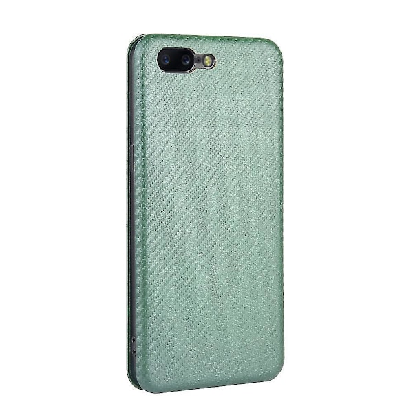 Til Oneplus 5 Carbon Fiber Læder Etui - B6 Grøn