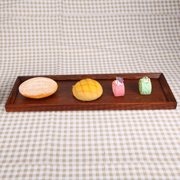 Trettbrett i tre for servering av tesett, frukt, godteri og mat, hjemmedekorasjon (45*15*2cm)