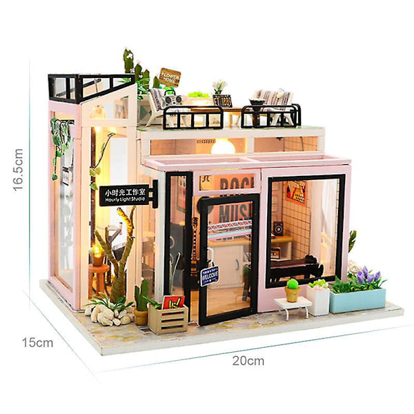 DIY Miniatyrdockhus Kit 1:24 Trähus med Möbler och Dammskydd