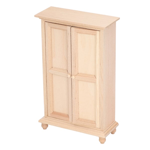 1:12 Dukkehus Garderobe Træ Miniature Soveværelse Stue Scene Dobbelt Dør Skab Møbler Tilbehør