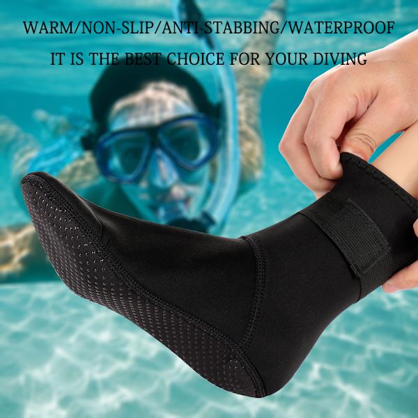Halkfria dykstrumpor i neopren - 3 mm tjocklek, full ankeltäckning - Snorkelutrustning XL