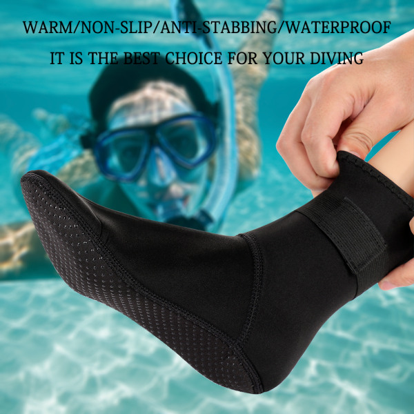 Sklisikker neopren dykkersokker - 3 mm tykkelse, full ankeldekning - Snorkelutstyr XL