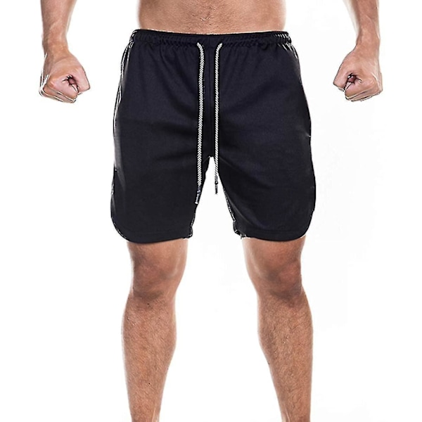 Kevyt ja nopeasti kuivuva miesten 2-in-1 juoksushortsi - Musta 3XL