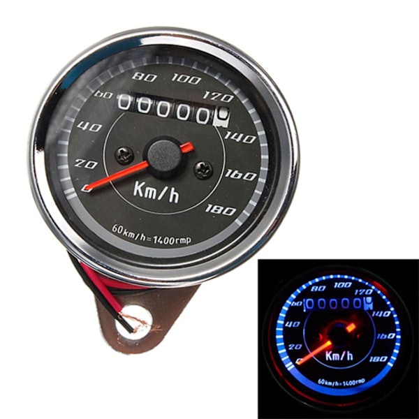 Motorsykkel Speedometer Bakgrunnsbelysning Nøyaktig skala Universal Retro LED Kilometerteller Måler