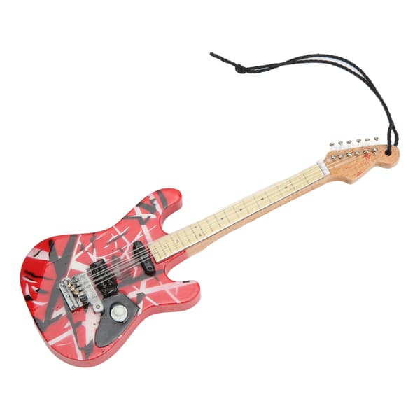Gitarrmodell Fina Detaljer Rött Träkorn Lind Miniatyrgitarr för Vitrindekoration Present