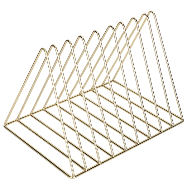 Järntidningshållare Triangulär bok Brevlagring Metall Desktop File Sorter Organizer Guld