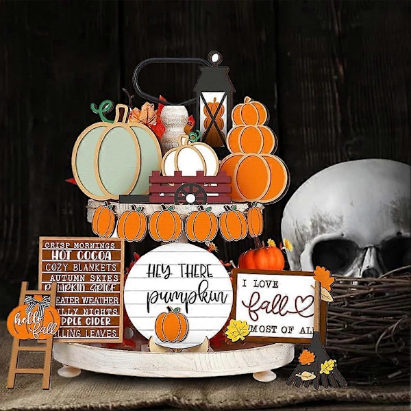 Höst Thanksgiving Pumpa Lönnlöv Lastbil Skylt Träskylt