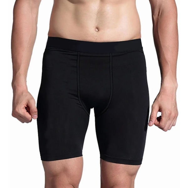 Kompressionstights med hög elasticitet, sval, snabbtorkande, andningsbar, herr, sportsshorts för träning, löpning, ridning, svart, XXL