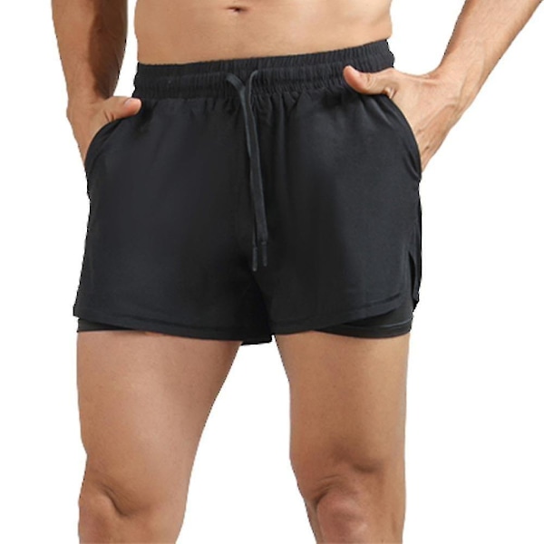 Andningsbara och snabbtorkande herrshorts med dragkedjeficka XL Svart