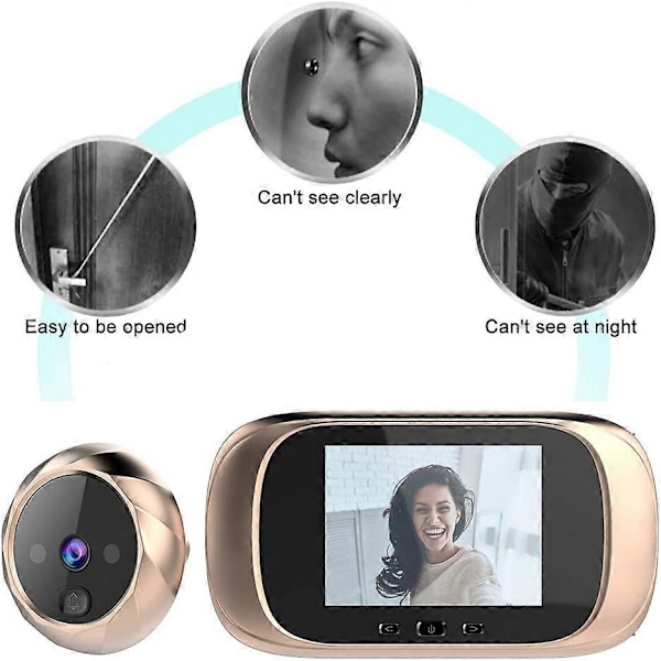2,8 tommer LCD Video Dørklokke Cam Elektronisk Kighul 90 Graders Digital Dørklokke Viewer Dørøje Overvågning HD Kamera Overvågning Integreret Dørklokke Su
