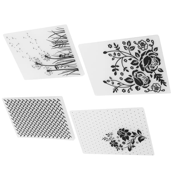 4 stk. pregefolder i plast DIY kortlaging scrapbooking preget mal papirhåndverk