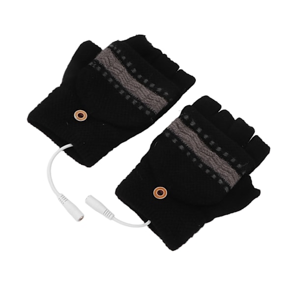 Halvfinger oppvarmede hansker dobbeltsidig oppvarming varm full finger og halv fingerløs USB oppvarming hansker for skriving spill svart