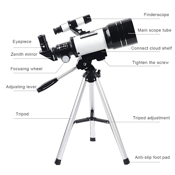 Astronomiske teleskoper for barn, voksne, profesjonelle astronomiske refrakterende teleskop med stativ og trådløs fjernkontroll