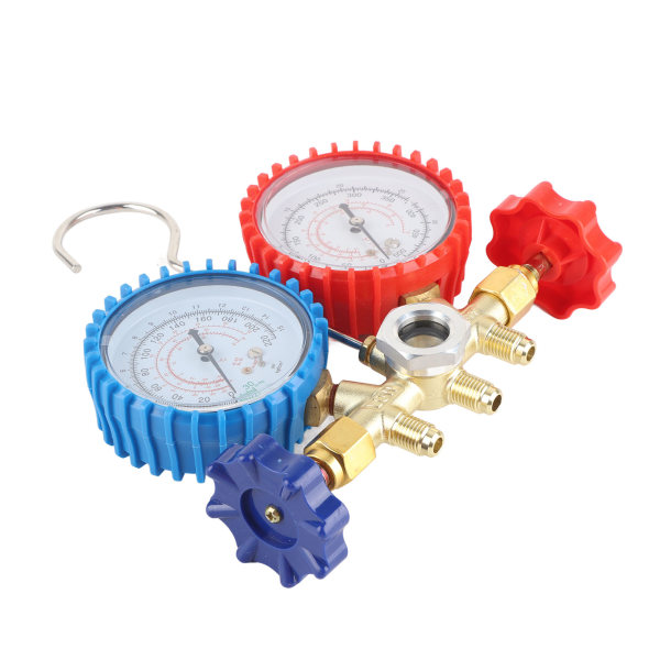 AC Manifold Gauge Set R134A HVAC AC Kjøleskap Kit Korrosjonsbestandig Messing R12 R22 R502