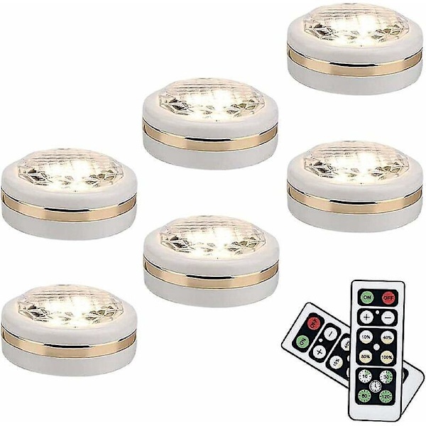 Trådlösa LED-lampor - 6-pack, fjärrstyrda, batteridrivna, perfekta för skåp, garderober och diskar