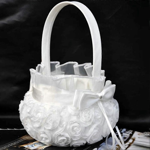 Blomsterpigekurv Blomsterbarn Bryllupskurve Rose Blomster Broderikurv Delikat Bryllupsblomster Dekoration 2 stk