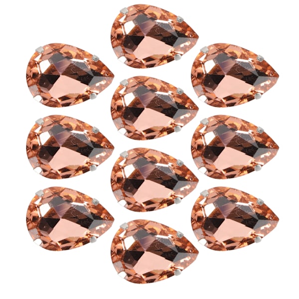 10 st sy på strass kristaller glänsande knappar dekoration för DIY hantverk kläder skor väskor (0,71 x 0,75 tum rosa droppformad)