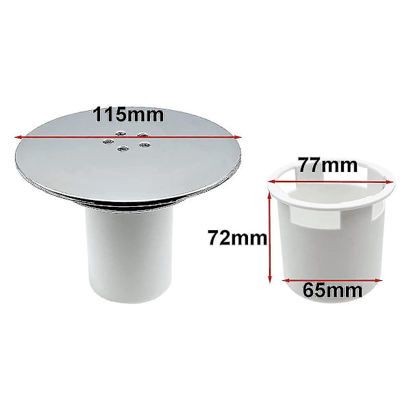 Brusebundsrist, Brusepropdæksel 90 mm/115 mm Prop Afløbsudskiftning Hul Forkromet-B4
