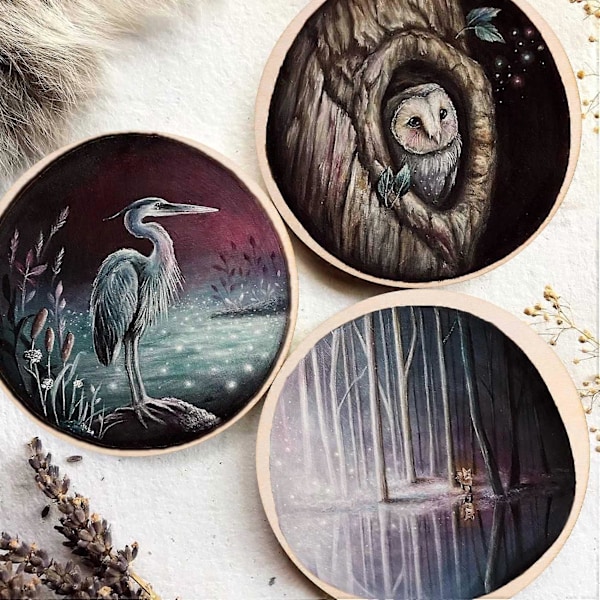 10 stk. runde træstykker til hobbyprojekter DIY julepynt 15 cm