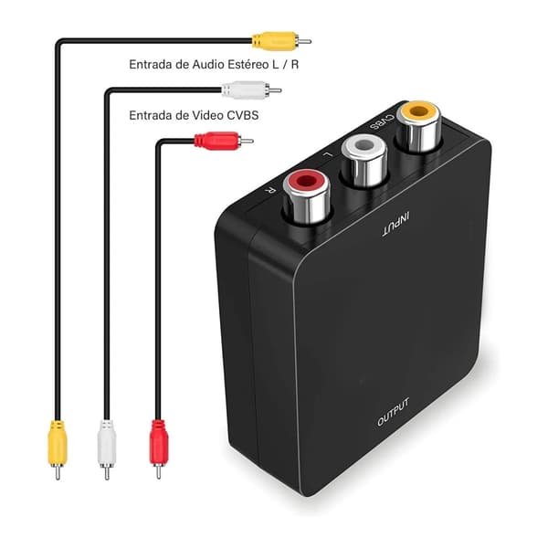 AV til HD Multimedia Interface Konverter HD 1080P Plug and Play Stabil RCA til HD Multimedia Interface Adapter Sort