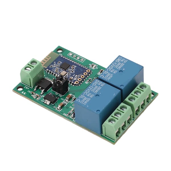 Relémodul 2-kanals Bluetooth-kort APP fjernkontroll med lysindikator DC 12V