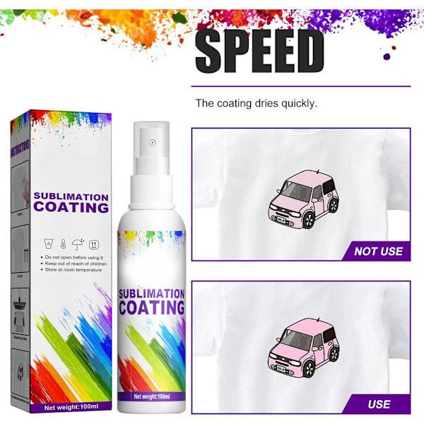 100 ml sublimeringsspray för T-shirts kartong värmeöverföring slitstarkt fläckavvisande multifunktionsspray