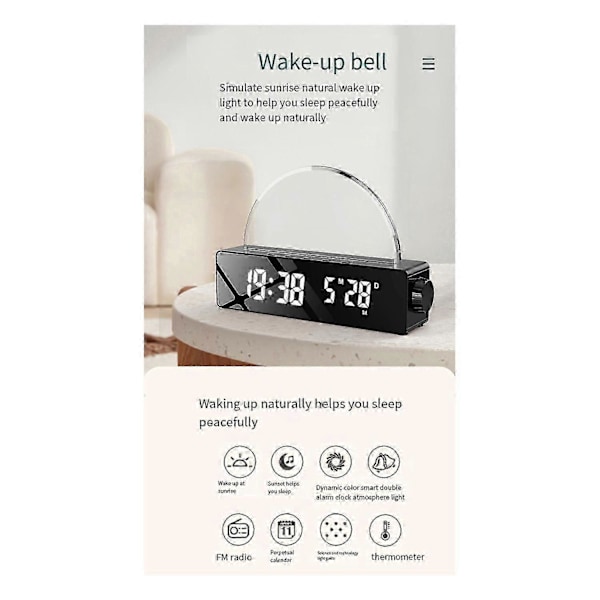 Sunrise Lampe Sunrise Vækkeur, Vågn Op Lys Daggry Simulator, Sengelampe Farveskiftende Lys kompatibel med Soveværelse