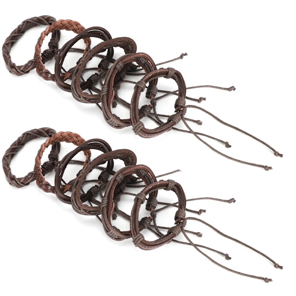 2 set retro flätade armband handledsband ko split läder handgjord dekoration för man