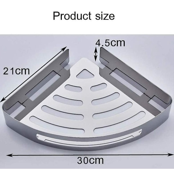 Rustfrit hjørnehylde til brusebad uden boring