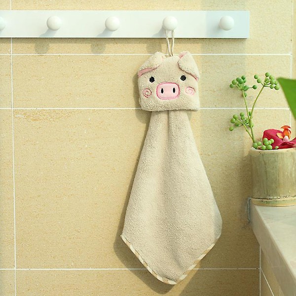 2 Pakning Tykke Fløyelsgris Mønster Hengende Håndklær Absorberende Korall Skrubbende Hurtigtørkende Håndkle for Voksne Barn og Hjem Reise 20*45cm
