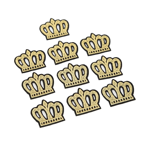 10 stk. kronebroderede patches til at skjule pletter eller skader - gyldne DIY-kroner til tøj, håndtasker, hatte og bukser