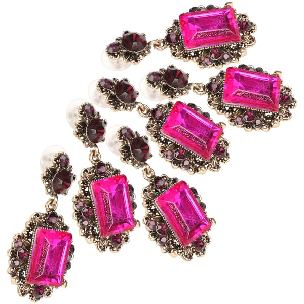 3 par øredobber Diamant Smaragd Dingle Retro Legering Mote Ørepynt Smykker Roserød