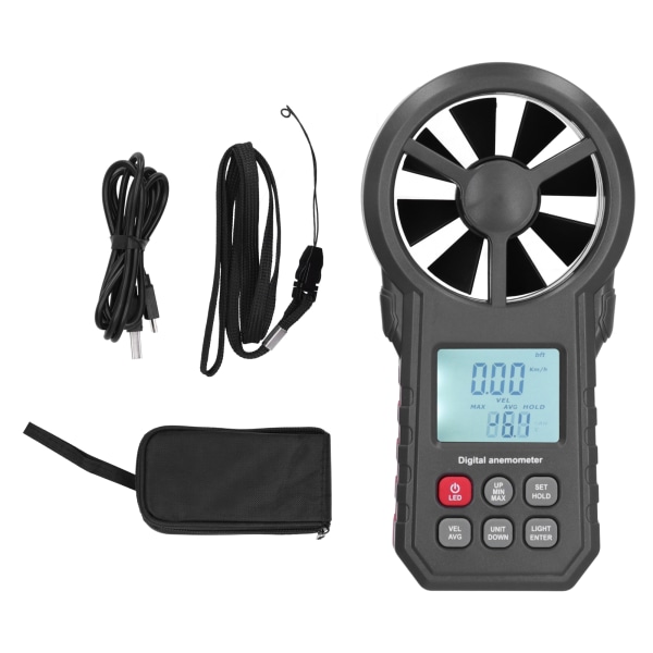 WT87B Bluetooth digital vindmåler med LCD-bakgrunnsbelysning 9V håndholdt vindhastighetstester