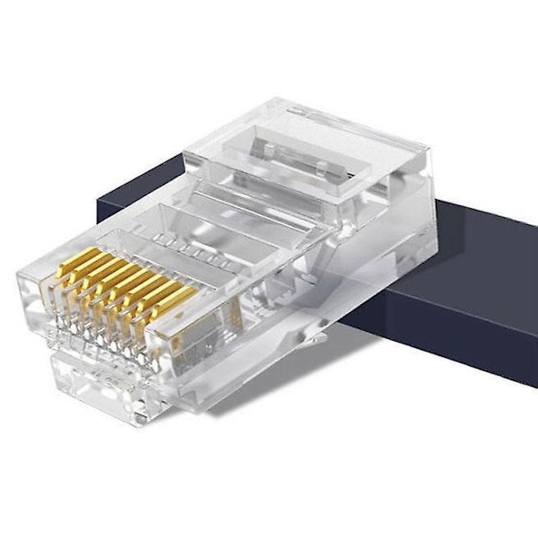 Pass Through Cat6 Ethernet-kontakt - 8P8C Modulær Plugg for Strandet og Solid Ethernet-kabel (200 Stykker)