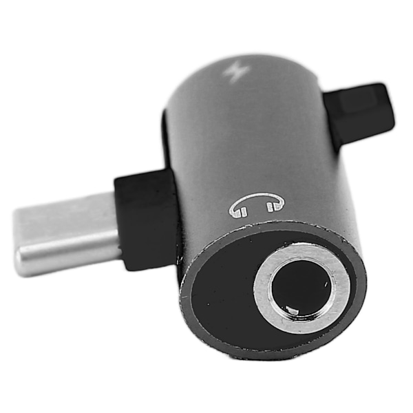 TypeC til 3,5 mm hodetelefonadapter lader 2 i 1 jack HIFI lyd med PD hurtiglading (svart)
