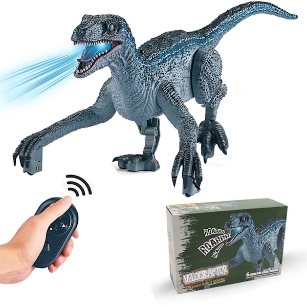 Kauko-ohjattavat dinosauruksen lelut pojille 360 astetta pyörivä sähkökäyttöinen kävelevä dinosauruksen lelu karjuvalla äänellä ravistava pää ja häntä elektroniset lelut