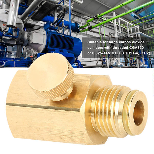 Soda sylinderadapterventil med bryter hunngjenger TR21-4 til hanngjenger G1/2 for Soda Stream